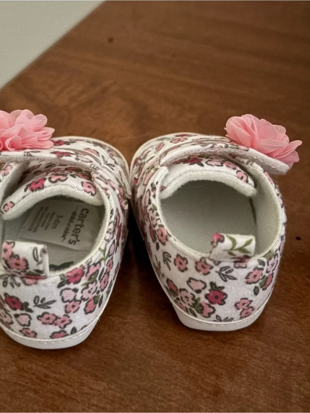 Floral Pink Baby Girls Shoes with Fabric Flower